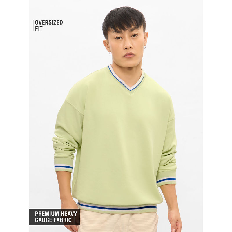 The Souled Store Originals: Minty Green Men Oversized Sweatshirt (XL)