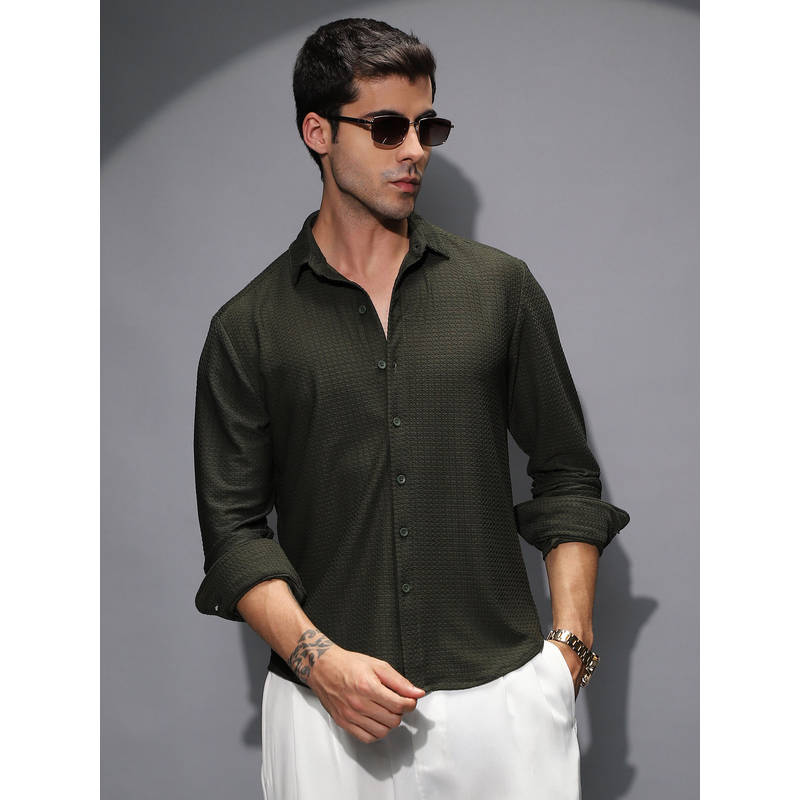 CAHOOT Men's Seaweed Green Gridveil-Tactile Shirt (S)