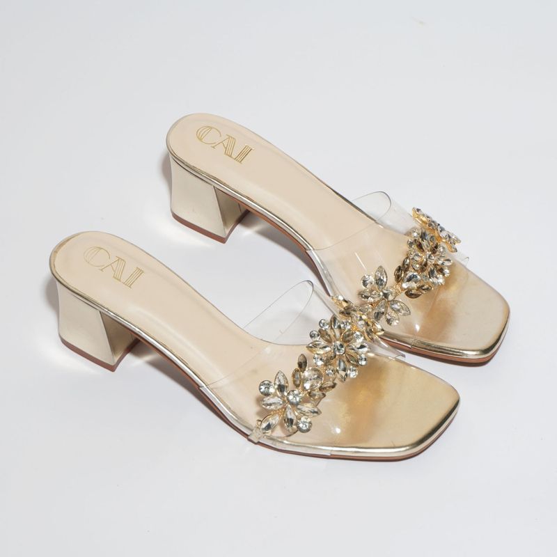 THE CAI STORE Clear Gold Embellished Heel (EURO 36)