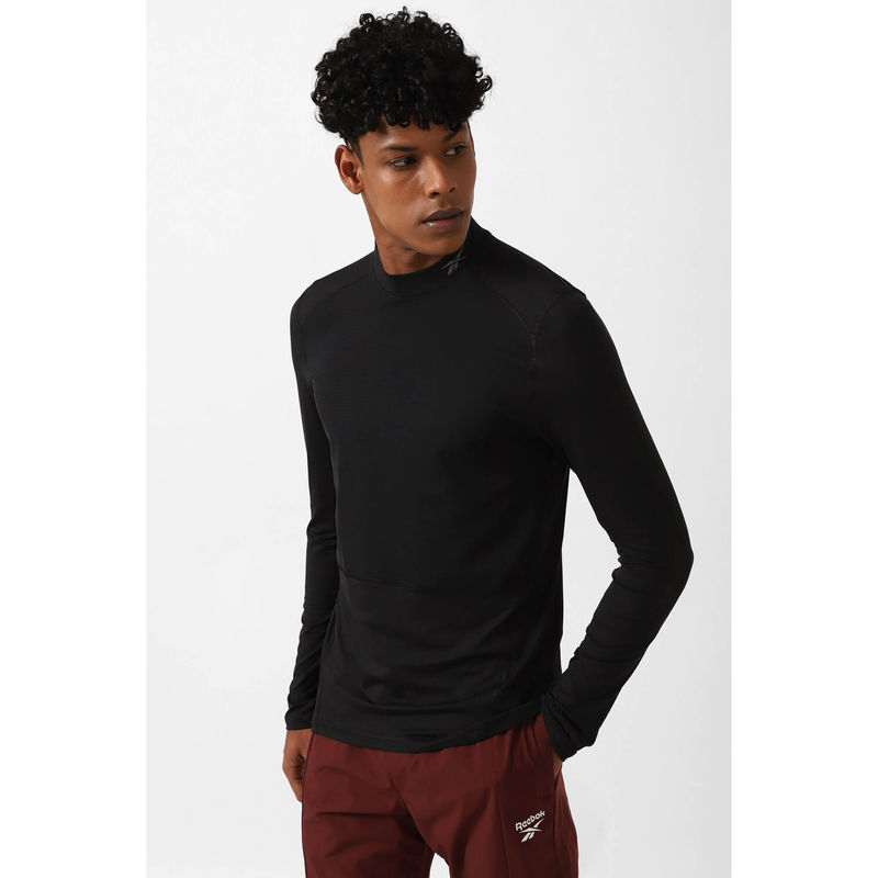 Reebok Black Solid Slim Fit T-Shirt (XS)