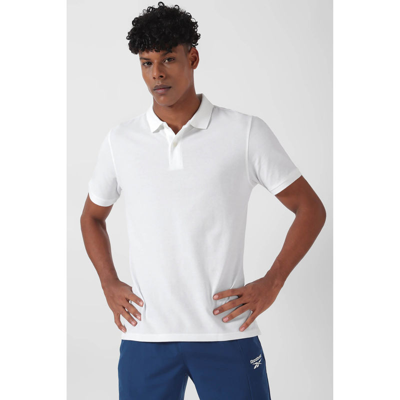 Reebok White Solid Regular Fit Polo T-Shirt (XS)
