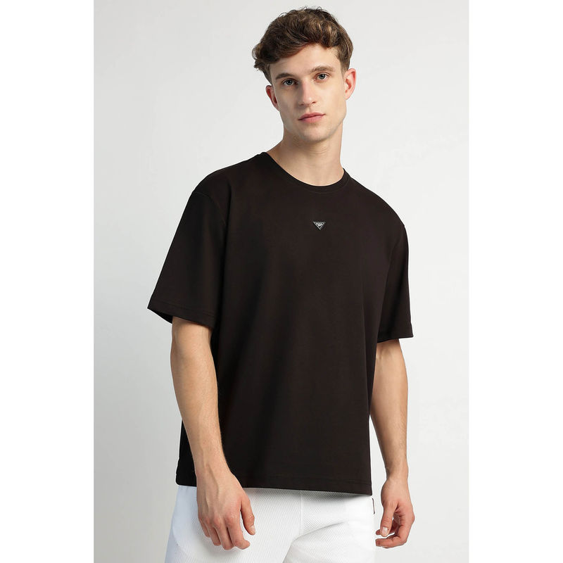 Reebok Black Printed Boxy Fit T-Shirt (XS)