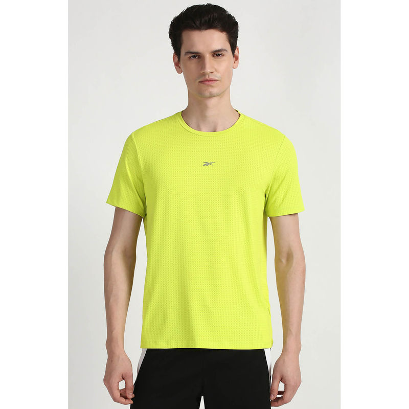 Reebok Green Textured Regular Fit T-Shirt (S)