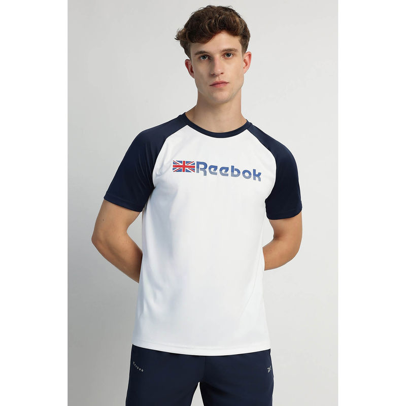 Reebok White Colorblock Regular Fit T-Shirt (XS)