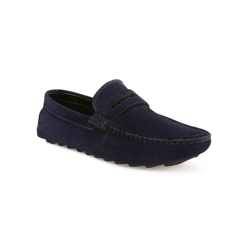 Louis Stitch Solid Blue Italian Suede Leathers Loafers (UK 6)