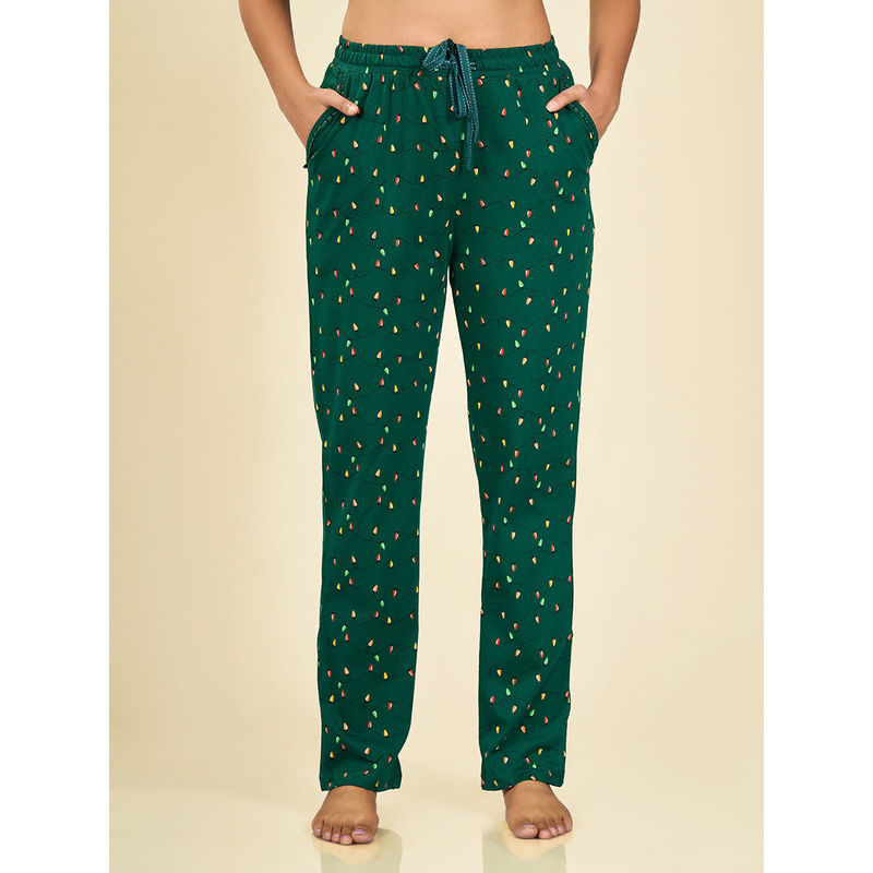 MAYSIXTY Women Cotton Green Printed Pyjama (M)