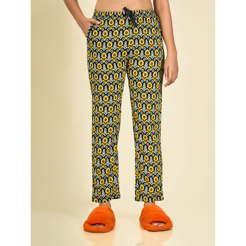 MAYSIXTY Women Rayon Black Printed Pyjama (XL)