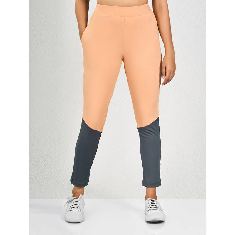 MAYSIXTY Women Poly Grindle Peach Leggings (S)