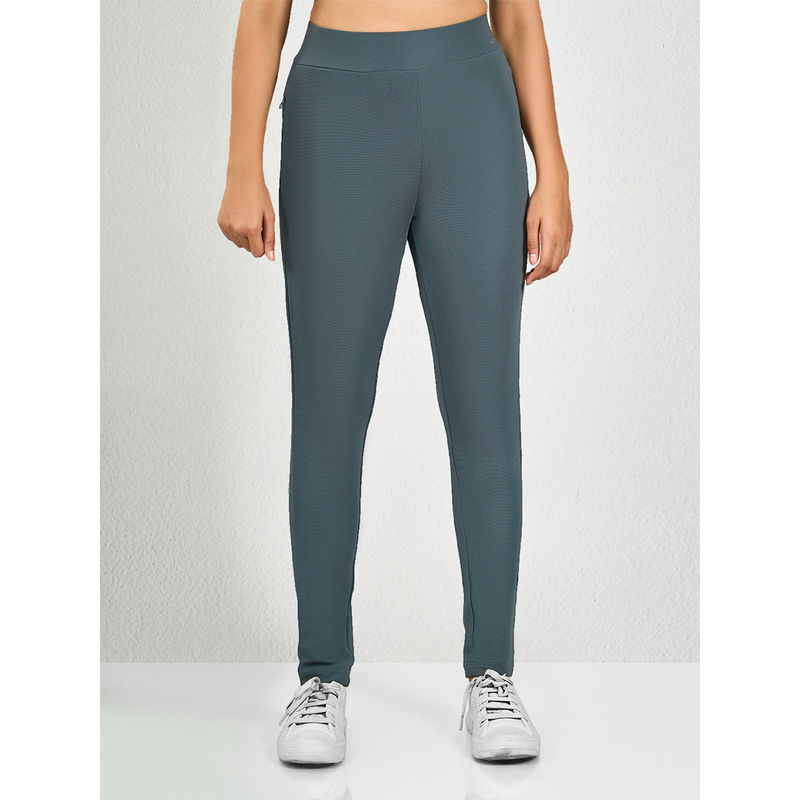 MAYSIXTY Women Poly Spandex Grey Solid Leggings (S)