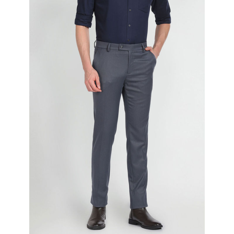 Arrow Slim Fit Mid Rise Grey Trouser (30)