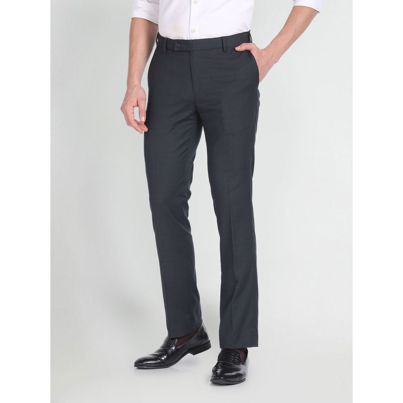 Arrow Solid Dobby Formal Black Trouser (32)