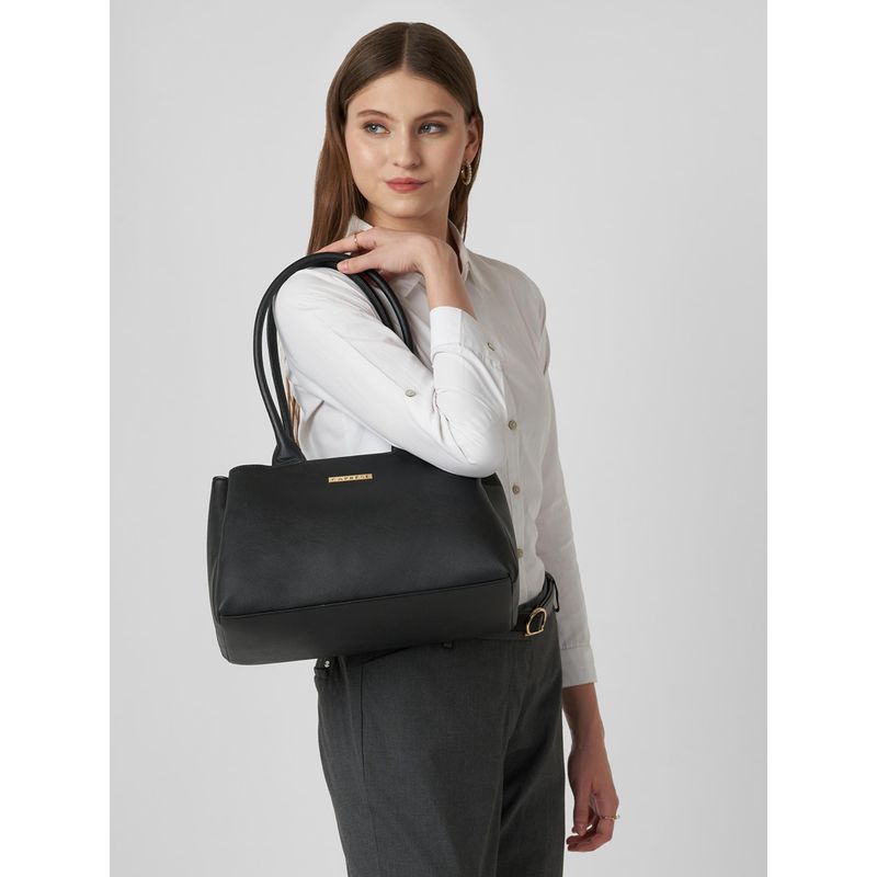 【9453 Buy Caprese Women Jimny Black Medium Satchel Bag Online