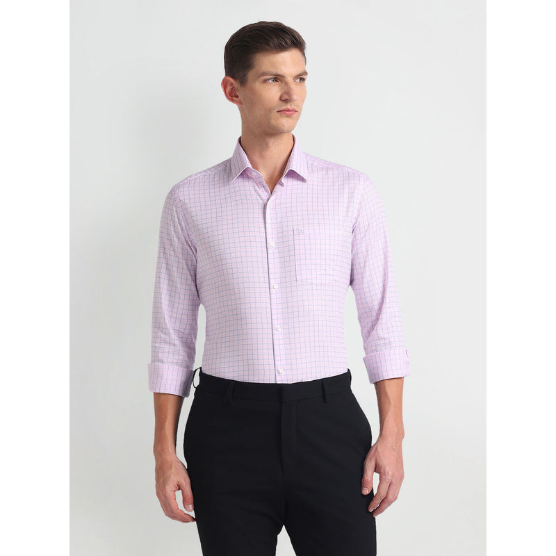 Arrow Manhattan Slim Fit Dobby Pink Formal Shirt (39)