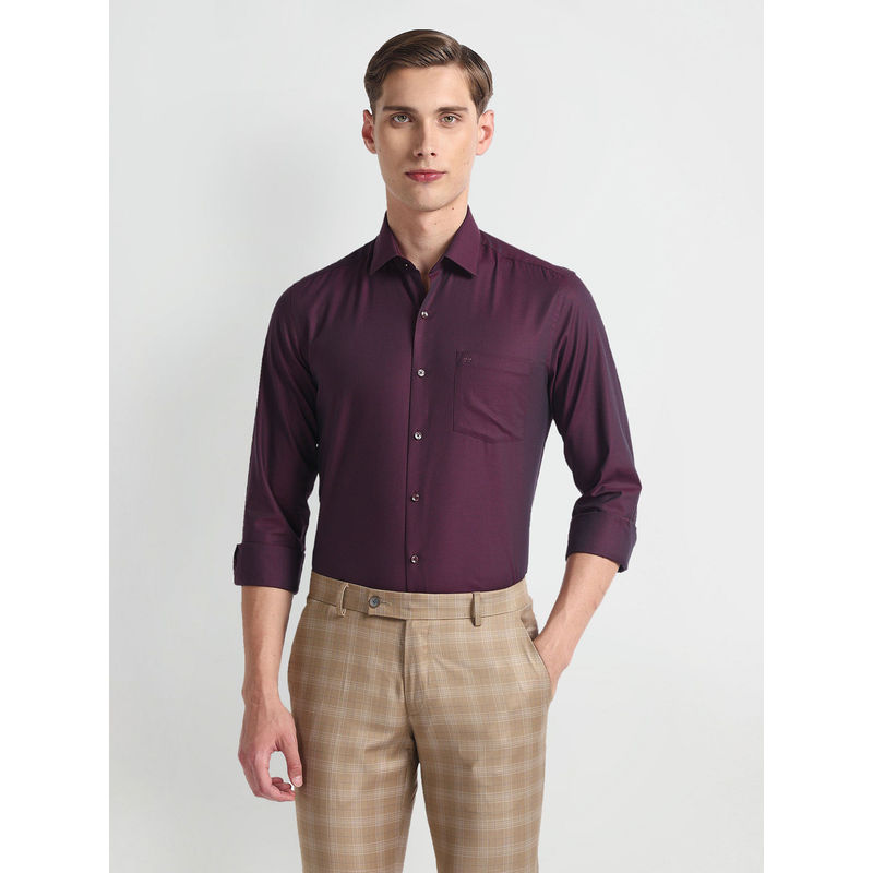 Arrow Manhattan Slim Fit Dobby Purple Formal Shirt (46)