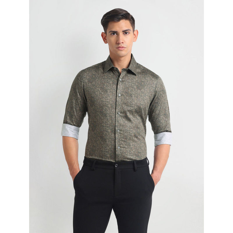 Arrow Floral Print Pure Cotton Formal Shirt (40)