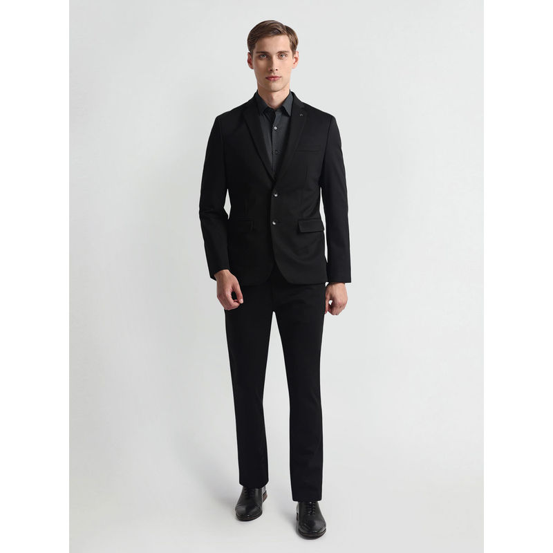 Arrow Zero Calorie Slim Fit Black Self Design Suit (Set of 2) (42)