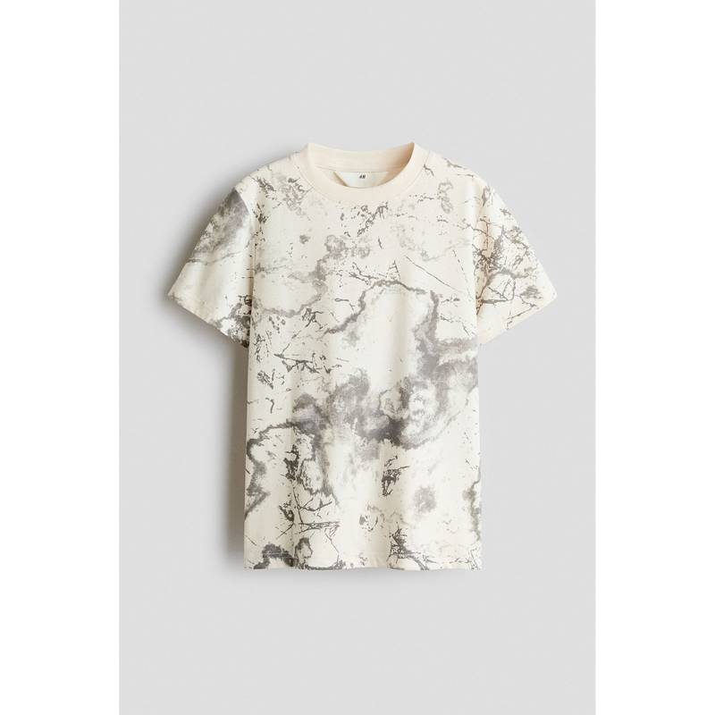 H&M Boys White Printed Cotton T-Shirt (8-10 Years)