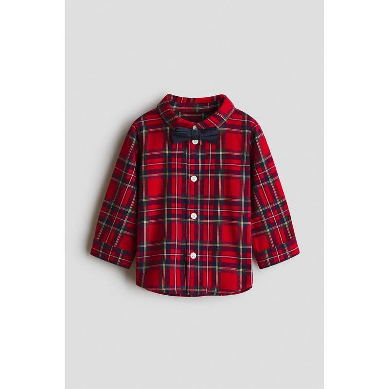 H&M Boys Red 2-Piece Shirt and Bow (9-12 Months)