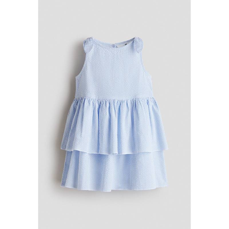 H&M Girls Blue Tiered Seersucker Dress (1.5-2 Years)