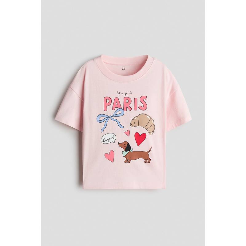H&M Girls Pink Printed T-Shirt (6-8 Years)