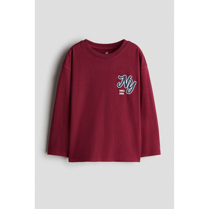 H&M Boys Red Printed Long-Sleeved T-Shirt (1.5-2 Years)