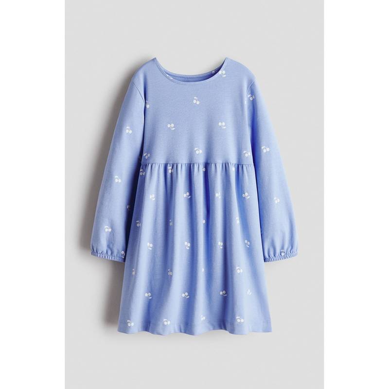 H&M Girls Blue Printed Cotton Dress (1.5-2 Years)