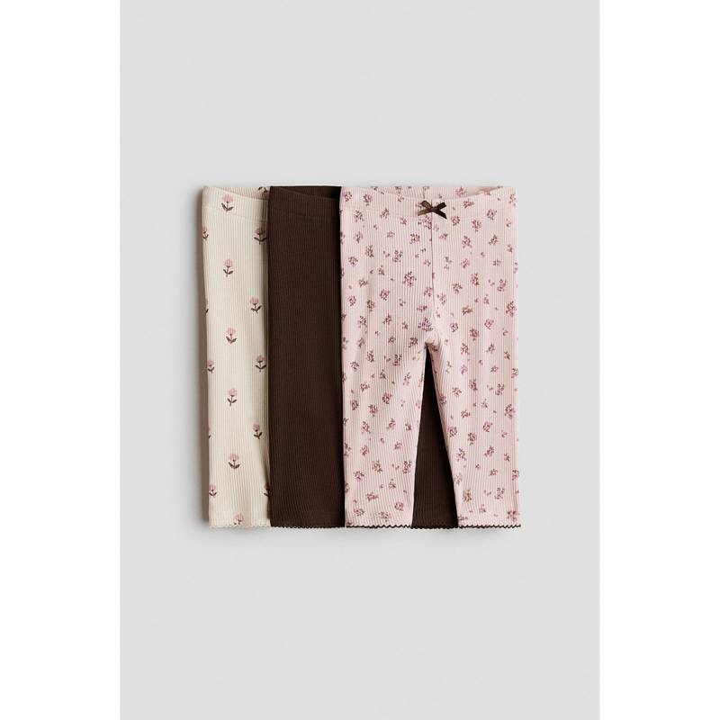 H&M Girls Multi-Color 3-Pack Cotton Leggings (4-6 Months)