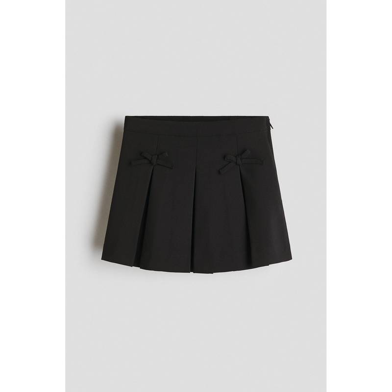 H&M Girls Black Bow-Detail Pleated Skirt (1.5-2 Years)