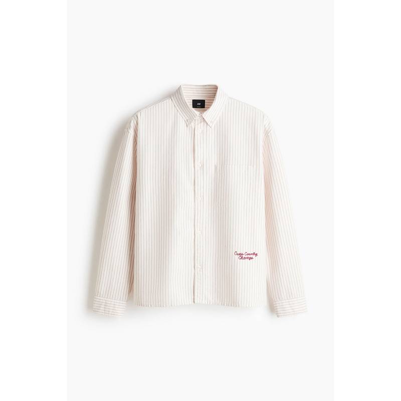 H&M Men White Relaxed Fit Oxford Shirt (S)