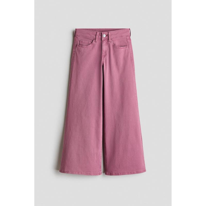 H&M Girls Pink Wide-Leg Twill Jeans (8-9 Years)