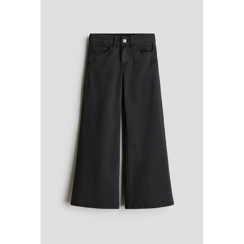 H&M Girls Grey Wide-Leg Twill Jeans (8-9 Years)
