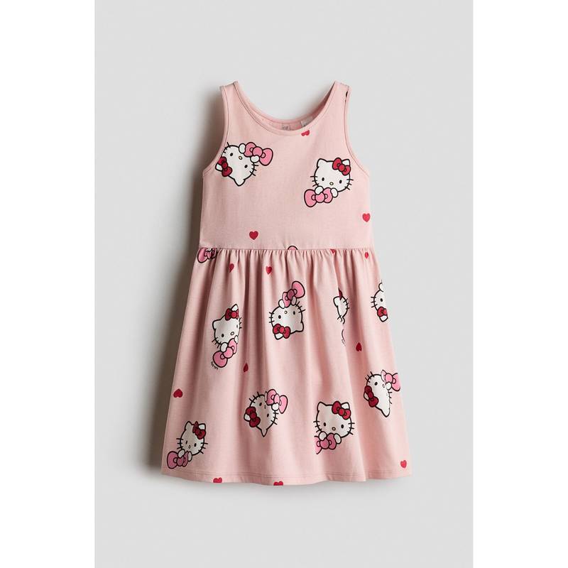 H&M Girls Pink Printed Cotton Dress (1.5-2 Years)