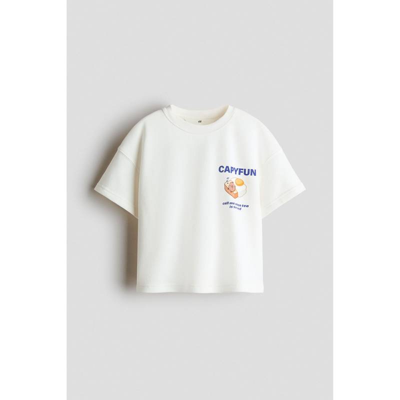 H&M Girls White Print-Motif T-Shirt (8-10 Years)