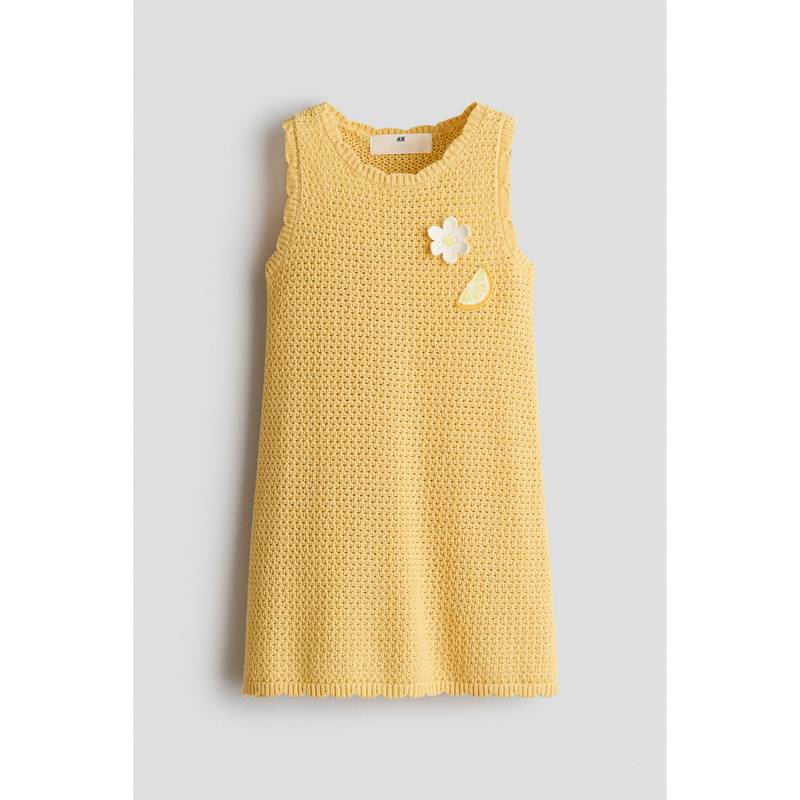 H&M Girls Yellow Appliqued Crochet-Look Dress (1.5-2 Years)