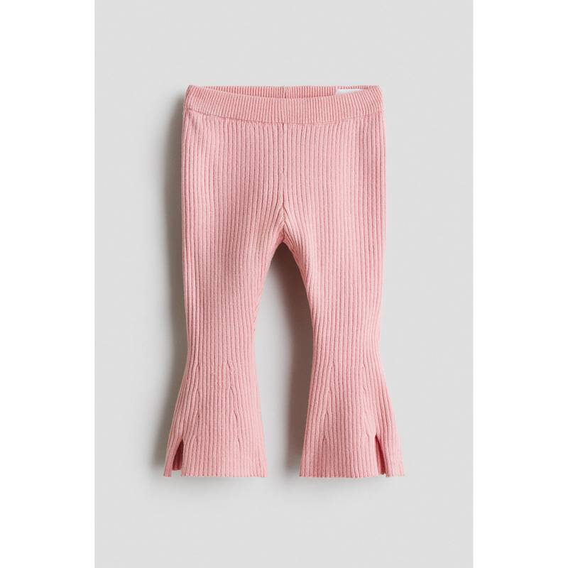 H&M Girls Pink Flared Rib-Knit Trousers (4-6 Months)