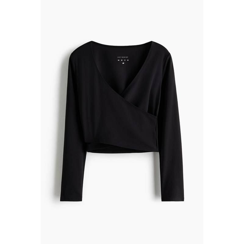 H&M Girls Black Sports Wrap Top (4-6 Years)