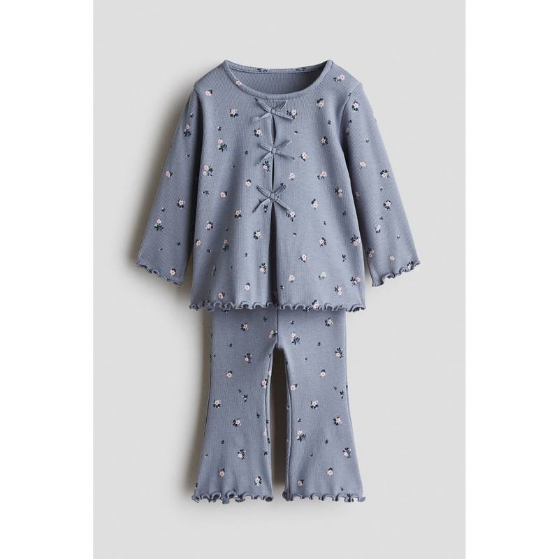H&M Girls Grey 2-Piece Ribbed Cotton Top and Leggings (4-6 Months)