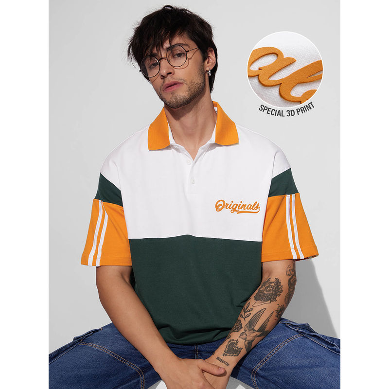 The Souled Store Tss Originals Topaz Tint Oversized Polo T-Shirt (2XL)