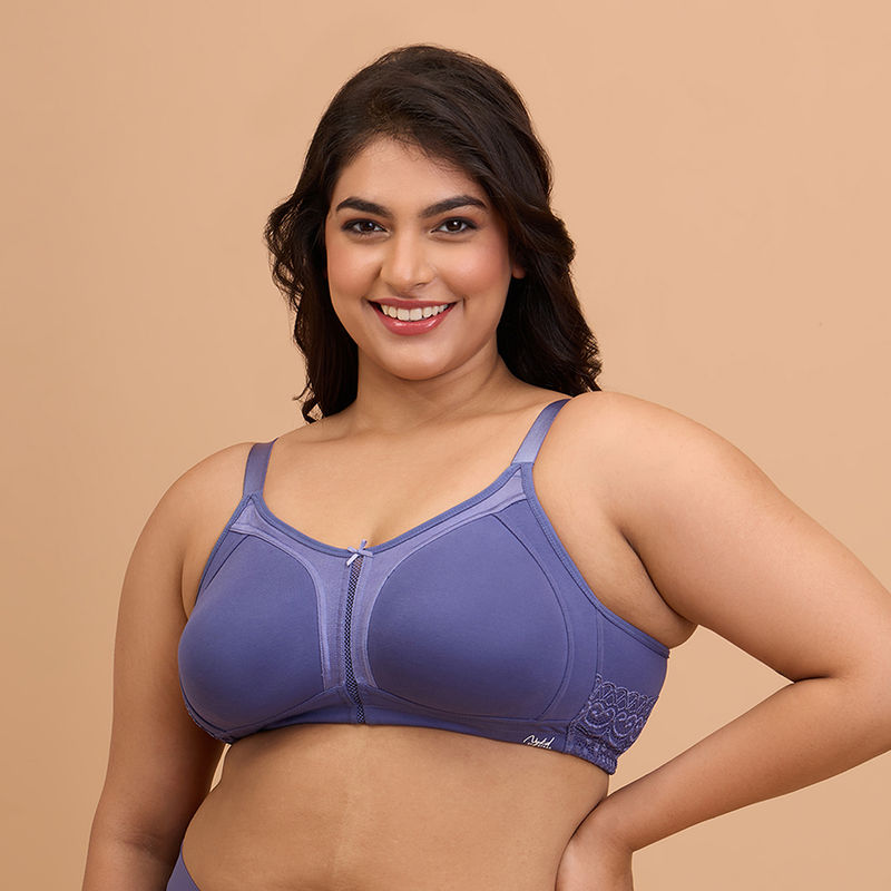Nykd By Nykaa Everyday Cotton M-Frame Bounce Control Non-Padded Non-Wired Bra NYB101 D.Purple (40DD)