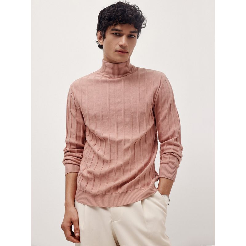 Andamen Men Cotton Pink High Neck Sweater (S)