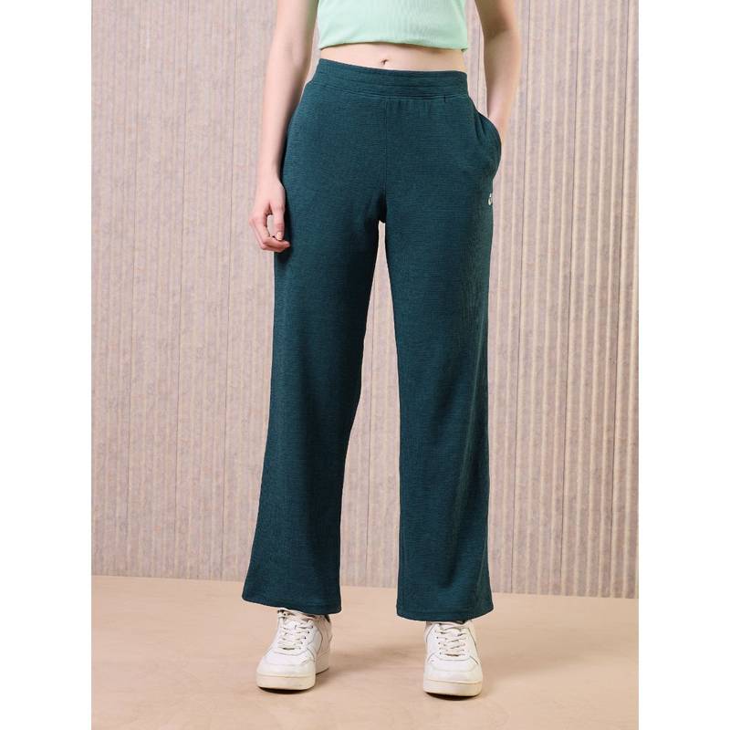Technosport Teal Solid Relaxed Fit Trackpant (L)