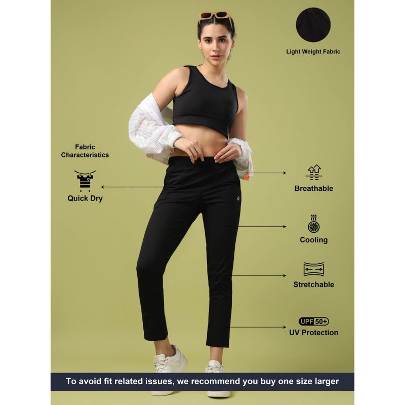 Technosport Black Solid Straight Fit Trackpant (M)