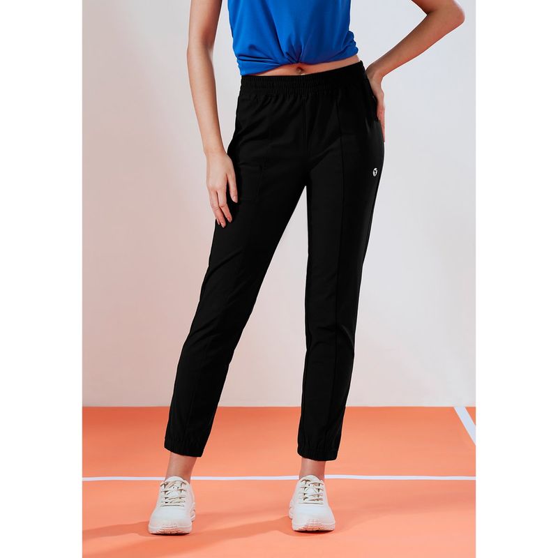 Technosport Black Solid Slim Fit Joggers (S)