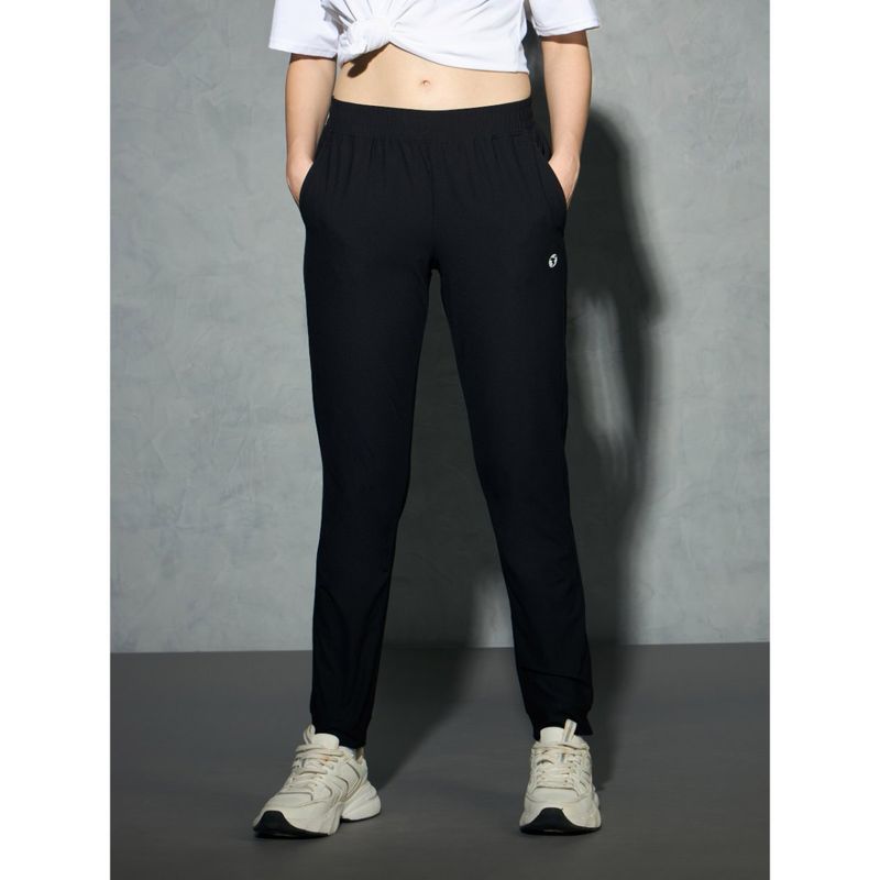 Technosport Black Solid Relaxed Fit Joggers (L)