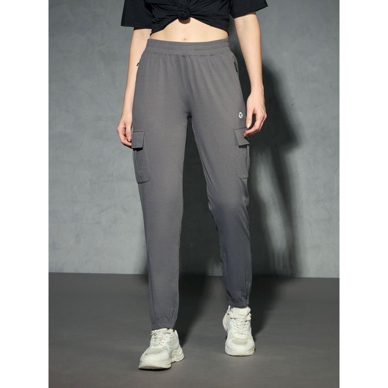 Technosport Grey Solid Slim Fit Joggers (L)