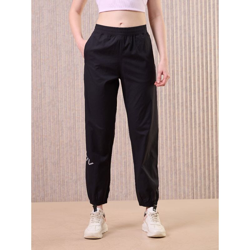 Technosport Black Solid Slim Fit Joggers (L)