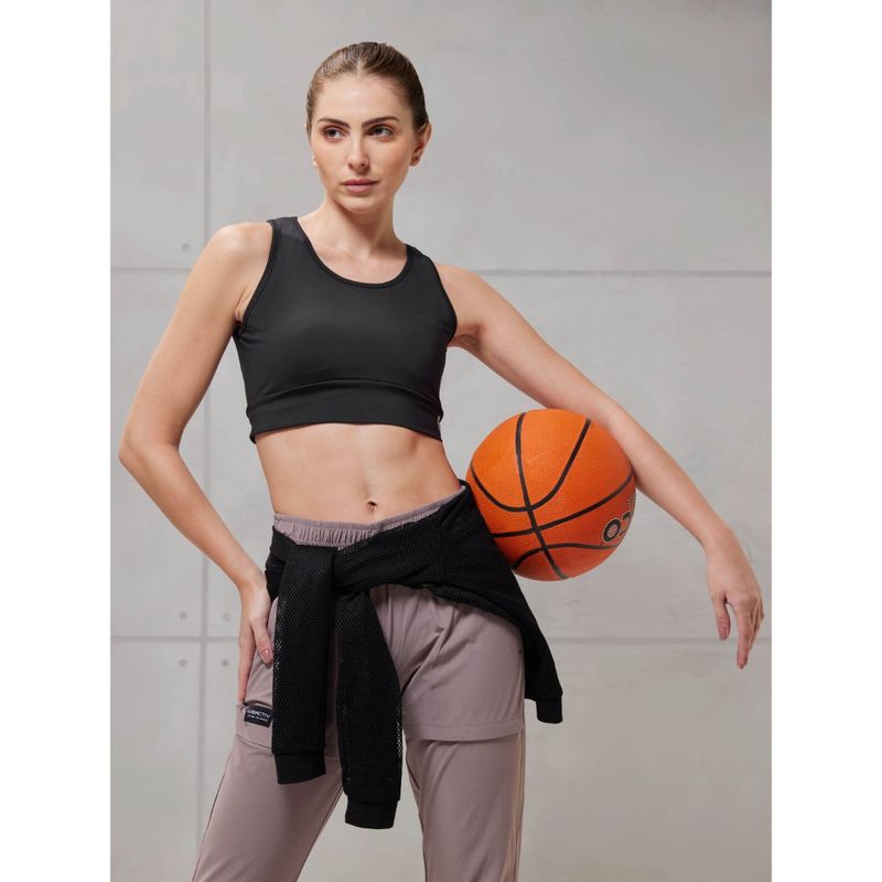 Technosport Black Solid Slim Fit Bra (M)