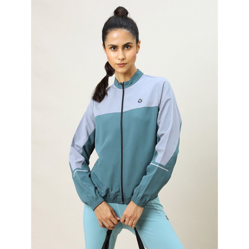 Technosport Green Colorblock Slim Fit Jacket (M)