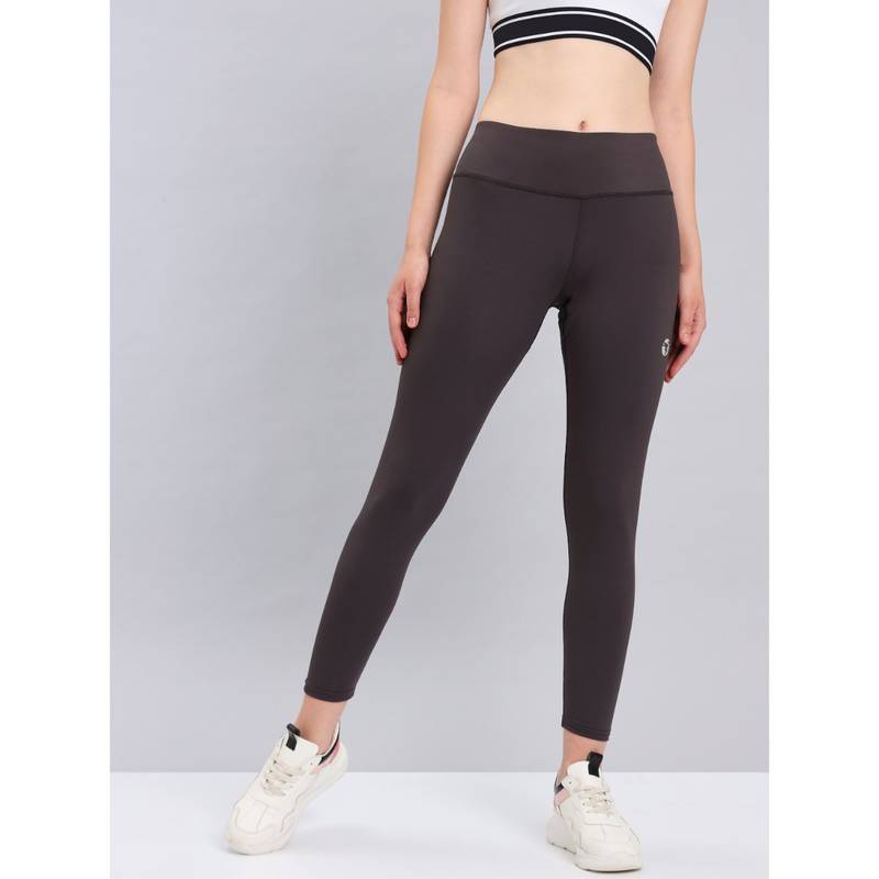 Technosport Grey Solid Skinny Fit Tights (S)