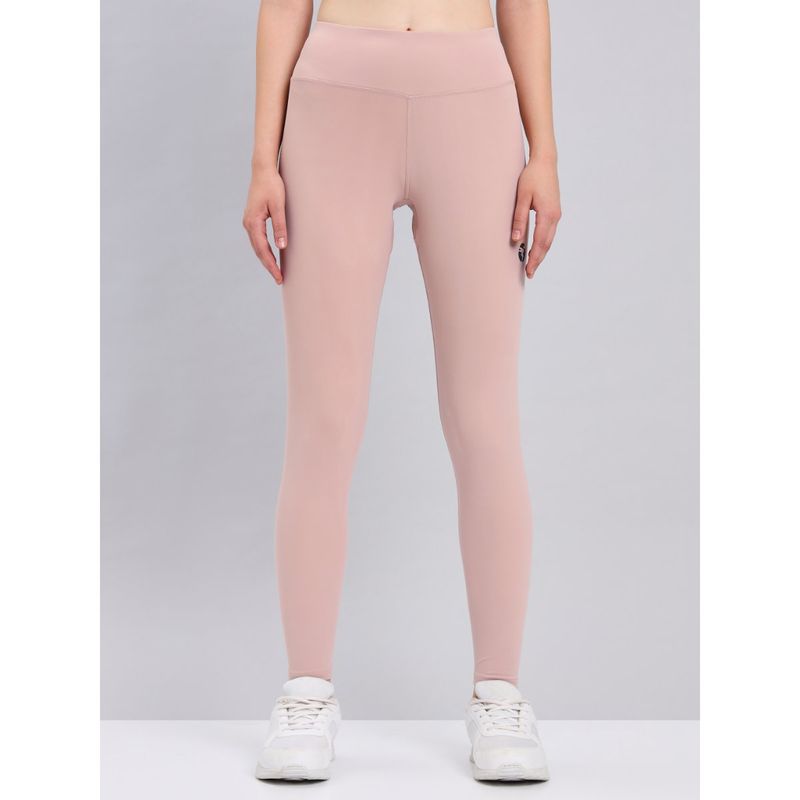 Elleven Women's Pink Solid Skinny Fit Cotton Tights With Elasticated Waist